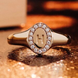 Provence jewelry 14K solid gold custom latter name ring halo DEF/VVS lab diamond rings for kids classic birthday gifts of growth