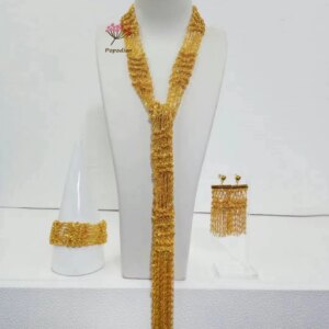 New Dubai 24K Gold Plated High end Customized Necklace, Earrings, Bracelet for Women’s Wedding Jewelry Set DD10498