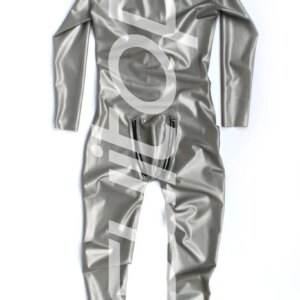 Rubber Zentai  Latex CATSUIT (in italy silver) with cod peieces and hole with feet