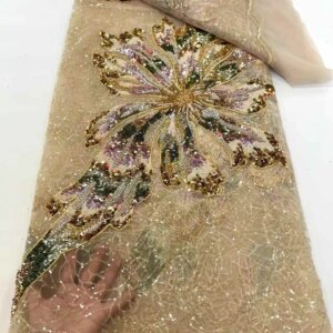 African Luxury Sequins Beaded Lace Fabrics 2025 High Quality Embroidery French Nigerian Lace Fabric For Wedding Sewing Material