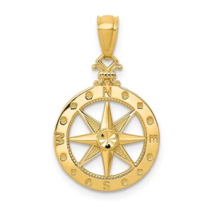 14k Diamondcut Polished Compass Pendant