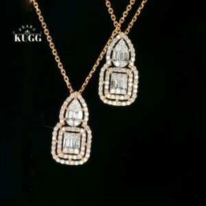 KUGG 100% 18K Rose Gold Necklace Elegant Style 0.38carat Real Natural Diamond Pendant Necklace for Women High Anniversary Gift