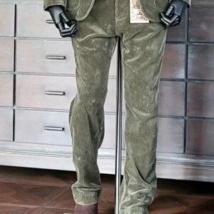 Amekaji Style Retro Cotton Corduroy Straight Pants men’s Velvet Cargo Casual Pants