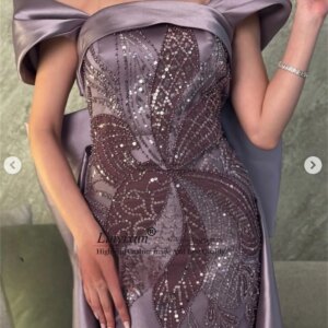 Sparkly Beaded Crystals Evening Dress with Off Shoulder Dubai Wedding Party Gowns African Arabia Customized Prom فساتين سهرة