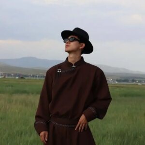 Twill Pure Color Boutique Men’s Four-Color Traditional Mongolian Robe Retro Ethnic Casual Stand Collar