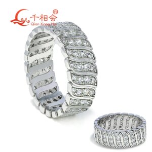 7.5mm wave bean Sterling 925 Silver hip hop emerald Moissanite Ring Men women Diamonds Male fine Jewelry