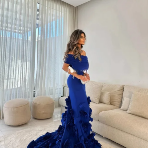 CustomizedHandmade Flower Pleat Mermaid Off-the-shoulder Long Dresses Bespoke Occasion Dresses Elegant