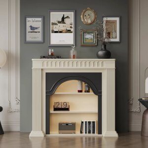 French Cream Wind Solid Wood European Arch Fireplace Decorative Cabinet American Living Room Side Cabinet Entry Entrance