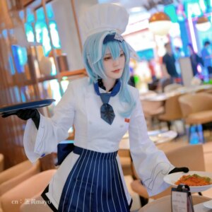 COWOWO Genshin Impact Eula Waiter Cosplay Costume Cos Game Anime Party Uniform Hallowen Play Role Clothes Clothing