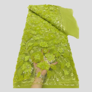 Italian 3D Flowers Wedding Beaded Fabric Sequins Crafts Lace For Wedding Dress Cloth Materials