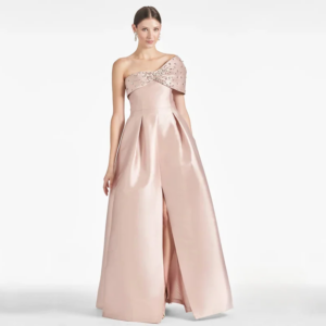 CustomizedEvening Dress Off The Shoulder Crystals Front Slit A Line Satin Saud Prom Dresses Customized Party Gown for Weddings