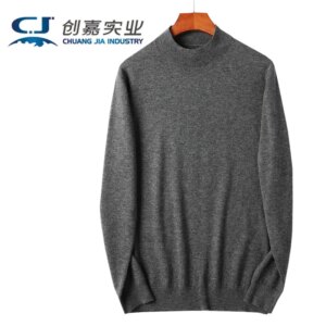 Men’s Autumn and Winter Knitted Sweater Round Neck Base T-shirt Plus Size Fat Comfortable Warm Casual Black Top
