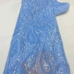 Sequence Lace Fabric 2025 High Quality French Sequins Net Wedding Bridal Handmade Crystal Beads Luxury African Tulle Lace Fabric