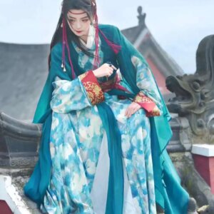 New Carnival Costume Halloween Cos Cosplay Hanfu Han Elements Guofeng Men And Women Cloud Shoulder Outer Shirt Cummerbund Fiesta