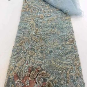 Newest African Beaded Lace Fabric 2025 High Quality French Nigerian Sequins Tulle Lace Fabric Bridal Party Dress Sewing 5 Yards