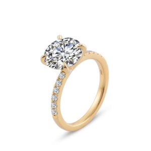 Provence 10K/14K/18K Yellow Gold Moissanite Wedding Rings for Women 4CT D Color VVS1 Round Brilliant Cut Engagement Rings