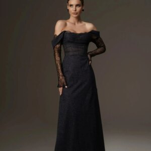 Black Lace Shimmering Evening Dress Delicate Straight Newest Off Shoulder Prom Gown For Women Customized Formal Occasions Wear