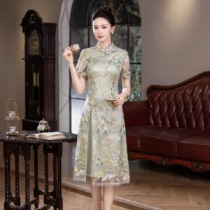Yourqipao 2025 Summer Chinese Style Embroidery Cheongsam Women Long Qipao Evening Dress