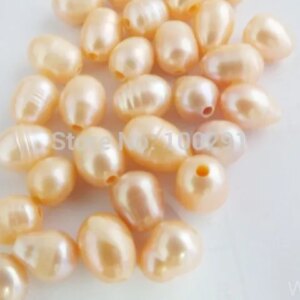 500PCS AAA 9-10MM High Quality Pink Oval Rice Freshwater Pearl With 2MM Big Hole For Jewelry Necklace Or Bracelet Making