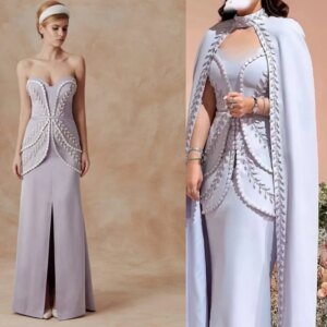 L505 Customized Blue Crepe Two Pieces Crystal Mermaid   فساتين السهرة vestidos de fiesta  فساتين سهره evening dresses