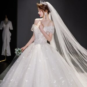 Wedding dress new bride big tail women elegant wedding dress plus size vestido de festa luxo dubai formal dress vestido coctel