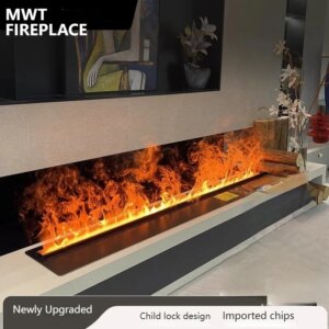 2025 Smart Holographic Fireplace with Humidifier & White Noise – 6D LED Flame Effect, 10 Relaxing Sound Modes, Bluetooth/WiFi Co