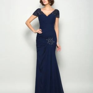 Customized Mother Of The Bride Dresses Mermaid Cap Sleeves Chiffon Beaded Plus Size Long Groom Mother Dresses For Wedding