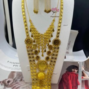 New Dubai 24K Gold Plated Necklace Earrings for Women’s Wedding Party Jewelry Set DD10522