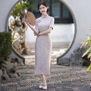 High Quality Boutique High-End Real Silk Cheongsam Qipao Summer 2024 New Improved Young Girl Dress Long