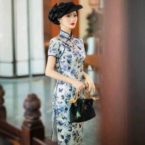 Old Shanghai Quality Real Silk Cheongsam Qipao Summer Women’s 2024 New Retro Women’s Chinese Dress