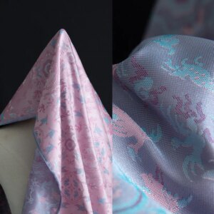 High Quality Crane Spring Pink Real Silk Song Dynasty Brocade Fabric Double-Sided Jacquard High-End New Chinese Clothing