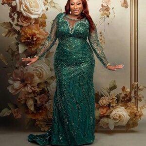 2025 Plus Size Dark Green Mermaid Prom Dress For Special Occasion Sequined Beaded Evening Formal Party Second Reception Classic