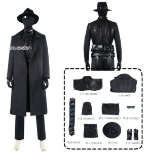 Noir Spiderrr Cosplay Anime Black Mask Cosplay Hat Uniform Suit Halloween Masquerade Party Costume Props For Men