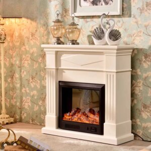 1/1.3 m Fireplace Decorative cabinets Panel wood mantel, Decorative warm air heater Flame Ivory White