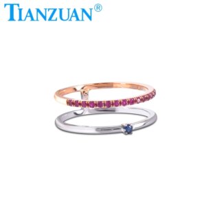 925 Sterling Silver Main Stone Natural Rose Ruby and Sapphire Rings Party Jewelry Accessories Engagement Gift Fine Jewelry