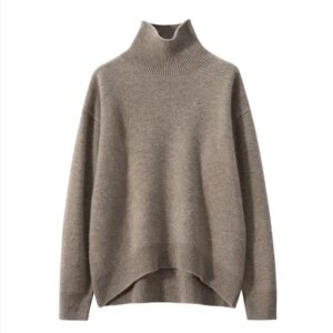 customized luxury casual style turtleneck knit cashmere jumper cashmere pullover sweater for women