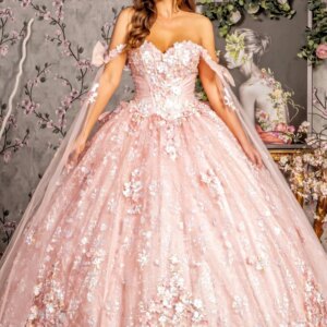 Customized Shiny Pink Quinceanera Dress Tull applique V-neck crystal 3D flower Lace vestidos de 15 Quinceanera