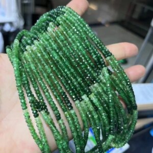 7A Tsavorite ROUNDELLE faceted GRADIENT GREEN 4MM wholesale for DIY  jewelry necklace 38cm nature LOOSE BEADS