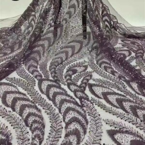 2025 Latest Luxury French 3D Flower Sequin Tulle Lace Fabric African Handmade Pearl Lace Fabric Nigeria Wedding Dress Material