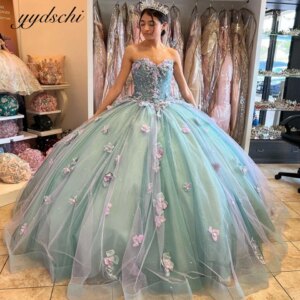 Quinceanera Dresses 2025 Flower dress Tulle Beading Off The Shoulder Party Dress Appliques Lace Up Court Train Prom Ball Gown
