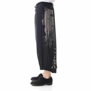 YOJI OOAK Original Design Men’s Loose Black Void Fantasy Casual Pants Loose Asymmetric Printed Pants