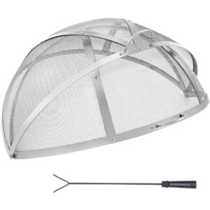 Firepit Spark Screen Lid 36 Diameter for outdoor Firepit Ring Cover Metal Stainless Steel Easy-Opening