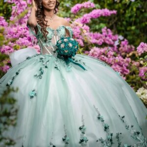 Customized Mint Green Off Shoulder Quinceanera Dress Tull sequin applique beads 3D flower Bow vestidos de 15 Quinceanera