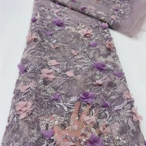 African 3d Flower Mesh Groom Lace Fabric 2025 High Quality French Sequins Lace Fabric Nigerian Lace Fabric For Wedding Dress