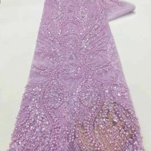 African Lace Fabric 2025 Sequins Beaded Embroidery Groom Nigerian Bridal High Quality French Tulle Lace Fabric For Wedding