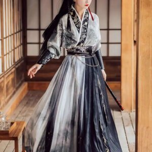 Hanfu Song System Waist Length Guofeng Ink And Wash Same Gender Design Cool Sa Daily Versatile Cos Cosplay Chinese Traditional