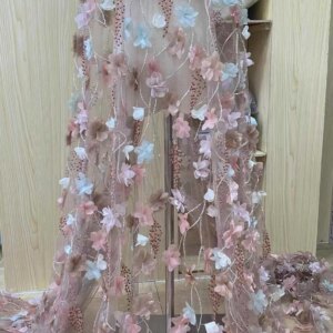2025 High Quality African 3D Floral Embroidery Sequin Lace Fabric French Hand-Beaded Nigerian Lace Fabric Wedding Party Dress