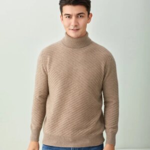 100% Pure Cashmere Sweater Men’s Turtleneck Knitted Pullover Autumn Winter Woolen Sweater Male Warm Thicken Cashmere Jumper
