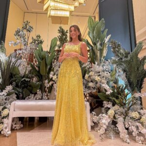 Customized High Quality Spaghetti A-line Party Dresses Embroidery Lace Organza Floor Length Custom Dress
