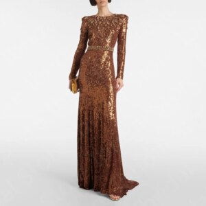 New Sparkling Glitter Mother Dresses 2024 Long Sleeves Mother of the Bride Gown Sequined Beading Wedding Party Dress Sweep Train